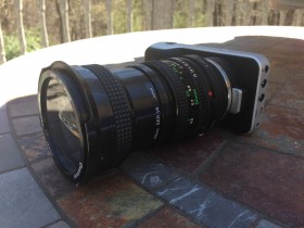 The Pocket Camera camera with a 1980's era Fish Eye Adapter on the front.